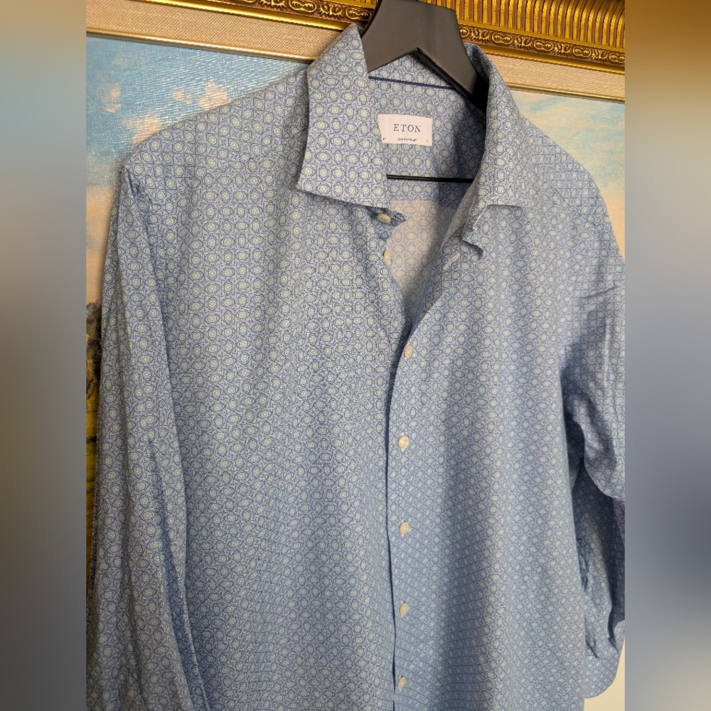 Eton Light Blue Geometric Shirt
